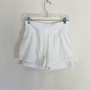 Spanx Get Moving Double Layer Shapewear White Athletic Shorts Size Large‎
